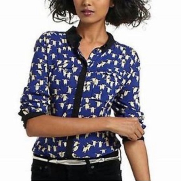 Maeve Tops - Maeve penguin button down rayon shirt size 4 EUC
